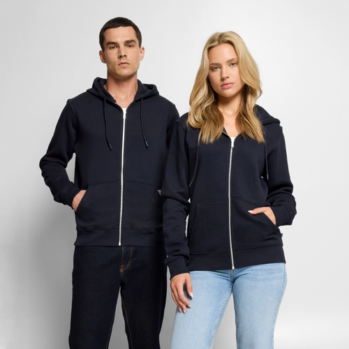 Minimalistic Unisex Premium Organic Zip Up Hoodie - navy